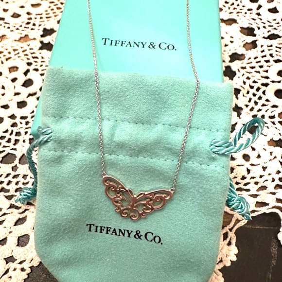 Tiffany & Co. Enchant Filigree Butterfly Pendant Necklace Sterling Silver 16" - Picture 7 of 8